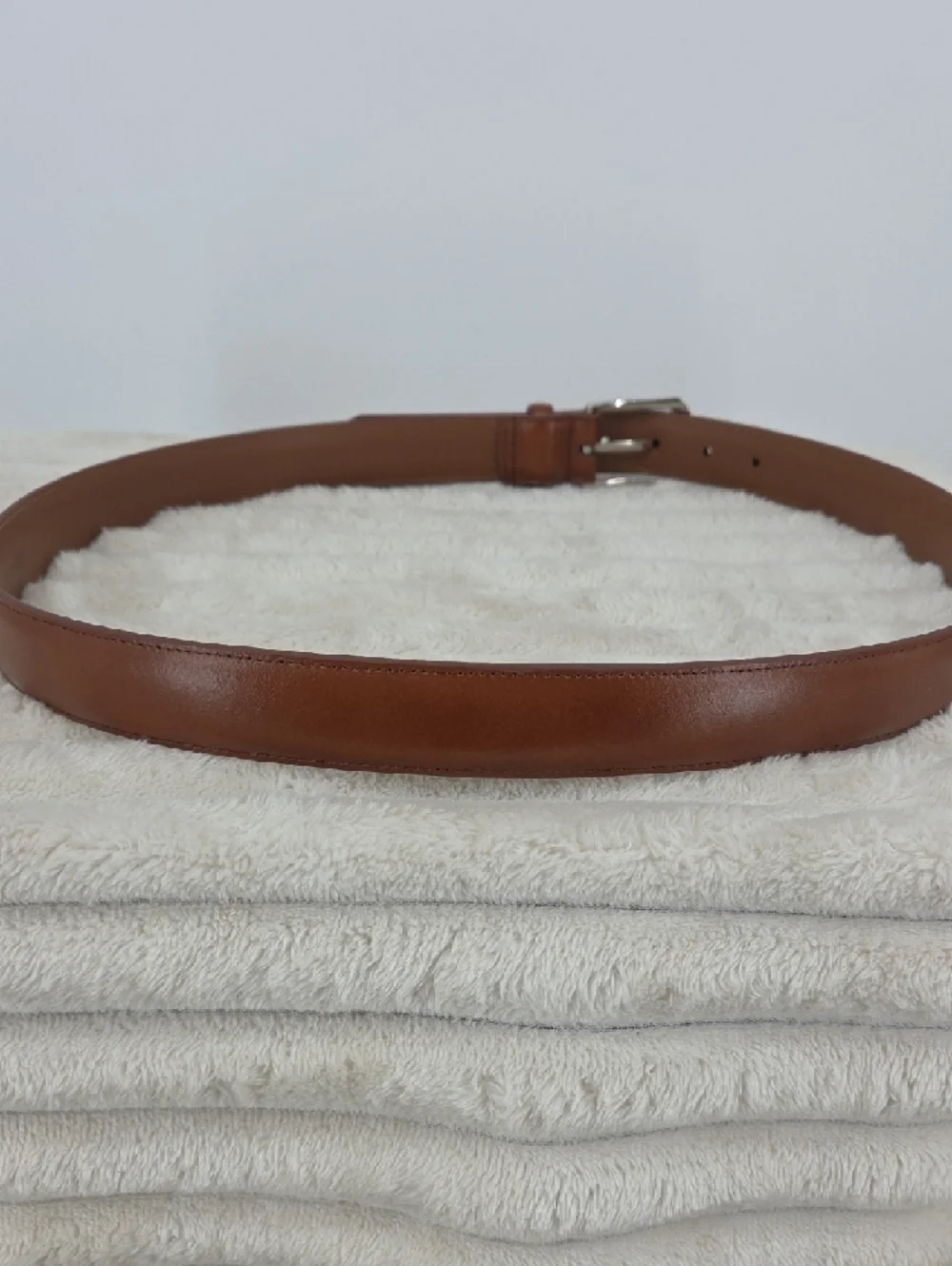 Jos. A. Bank Brown Leather Belt with Silver Buckle